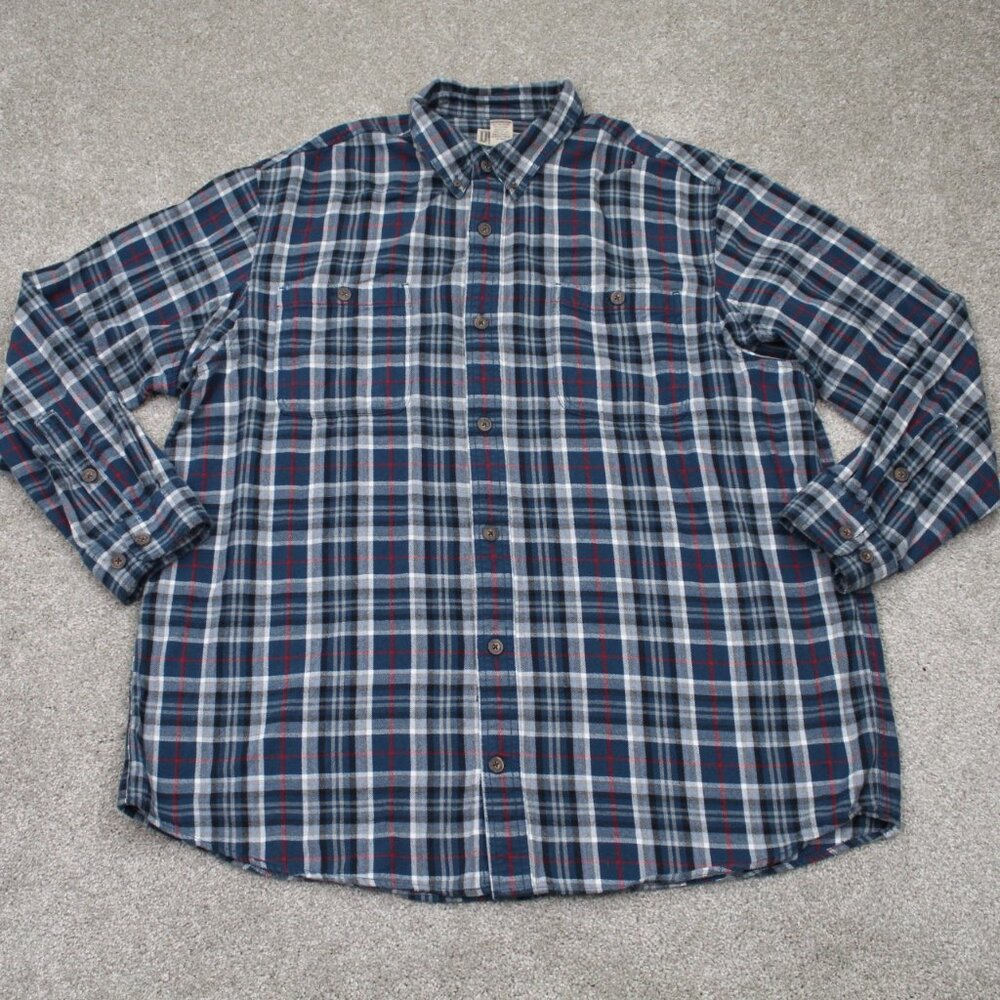 Duluth‎ Shirt Mens 2XLT XXL-Tall Blue/Red Flannel Cotton Long Sleeve Button Down